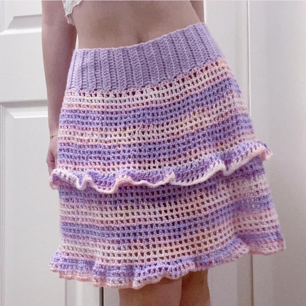 Chic Pastel Crochet A-Line Skirt